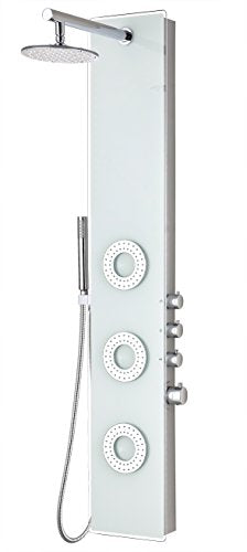 ANZZI Shower Panel Tower System, Lynn 58 Inch Long Turbo High Pressure | Handheld Sprayer Type Free Reign Euro Grip With 60 Reach, Includes One 1 Full Body One 1 Heavy Rain Head Three 3 - color: White, style: 3 Jets