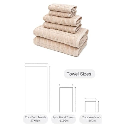 BAGNO MILANO Turkish Cotton Bath Towels, Hand Towels - Soft Plush Jacquard Collection - Highly Absorbent Towel Set (Sand Beige, 6 pcs Towel Set) - color: Sand Beige, size: 6 pcs Towel Set
