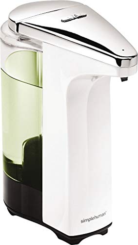 simplehuman 8 oz. Touch-Free Sensor Liquid Soap Pump Dispenser with Soap Sample, White - color: White, size: 8 oz. Battery Operated