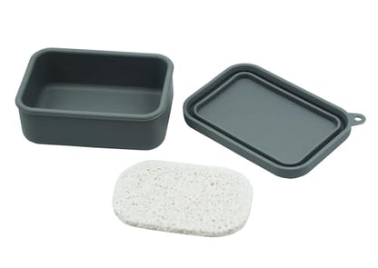 Leakproof Silicone Travel Soap Case,Portable Soap Box with Draining Layer for Shower,Bathroom,Camping,Hiking,Gym (Gray) - color: Gray Silicone Soap Case