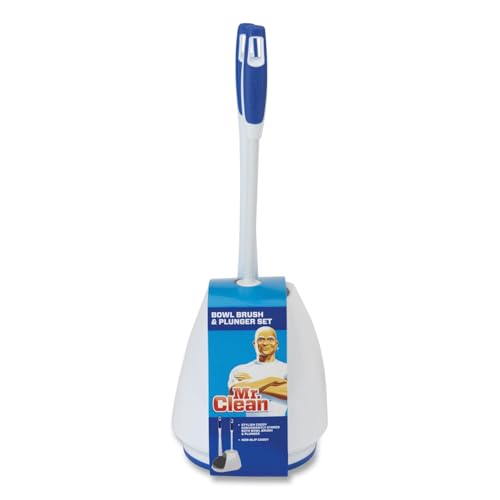 Mr. Clean 440436 Turbo Plunger & Bowl Brush Set 12 1/2-Inch Handle w/ 6-Inch Dia Bowl White (BUT440436)