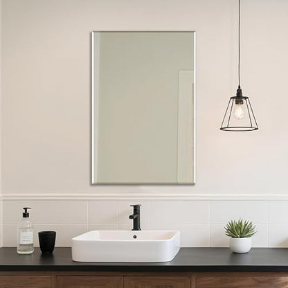 Ruomeng Wall Mirror Beveled Edge Frameless Mirror 24” x 36" Accent Mirror for Bathroom Vanity and Entryway - size: 36"L x 24"W