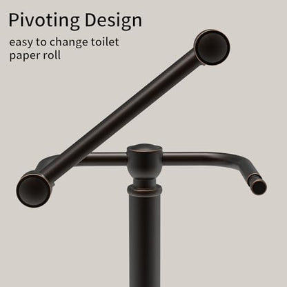 Toilet Paper Holder Stand, Freestanding Toilet Paper Holder,Farmhouse Post Pivoting Toilet Paper Stand with Stable Weighted Base,Stainless Steel Tissue Roll Holder Stand for Bathroom,Oil Rubbed Bronze - color: Oil Rubbed Bronze