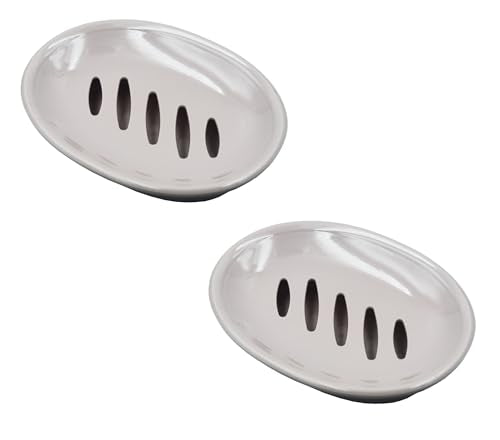 2 Pack Plastic Soap Dish with Drain,Sponge Holder,for Shower,Bathroom,Kitchen (Pink) - color: Pink