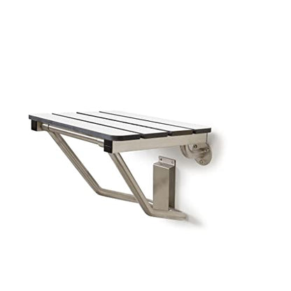 24" x 15" Phenolic White 3” Slats Folding Wall Mount Shower Seat Bench, ADA Compliant - color: White, size: 24"