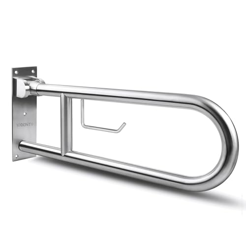 Toilet Grab Bar Stainless Steel Handicap Rails Grab Bars Bathroom Support for Elderly Disabled Safety Hand Railing Guard Frame Shower Assist Aid Handrails Hand Grips (29.5 Inches with Paper Holder) - size: 29.5 Inches with Paper Holder