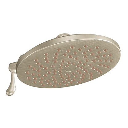 Moen Velocity Brushed Nickel Two-Function Rainshower 8-Inch Shower Head with Immersion Technology for a High-Pressure Rinse, S6320BN - color: Brushed Nickel, style: Basic