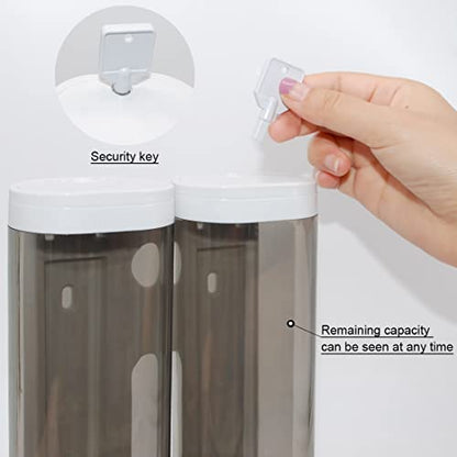 2-Chamber Soap Dispensers Wall Mount,400ml Bathroom Shower Pump Dispenser,Press Manually Lotion Shower Soap Dispenser Usefor Home,Bath,Kitchen,Hotels,Restaurants(White) - color: White, size: 2 Chamber