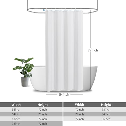 Waterproof Fabric Shower Curtain,No Liner Needed,54x72,White | 2-in-1 Design,Linen Textured,100% Waterproof TPU-Laminated Backing,Magnetic Weighted,Machine Washable,For Bathroom,Hotel - color: White, size: 54"W x 72"L (Pack of 1)