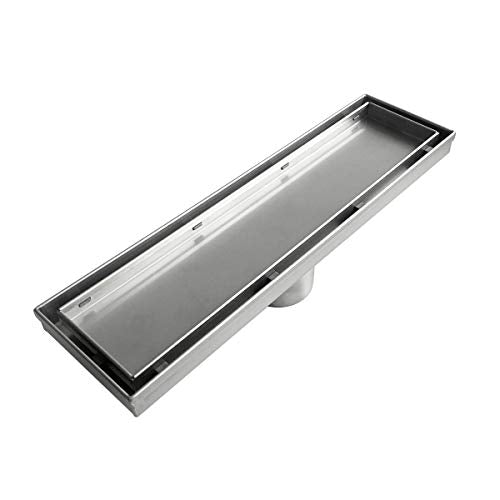 Neodrain 12" Brushed Linear Shower Drain,2-in-1 Flat& Tile Insert Cover | 304 Stainless Steel,Fast Drainage, Durable,Rectangle Shower Floor Drain with Adjustable Feet,Hair Strainer,Fits Bathrooms - color: Stainless Steel, size: 12 In