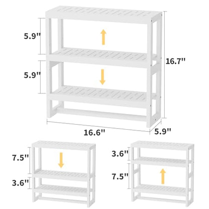 Bathroom Shelves with Hanging Bar Over Toilet Storage - Adjustable Wall Organizer (White) - color: White