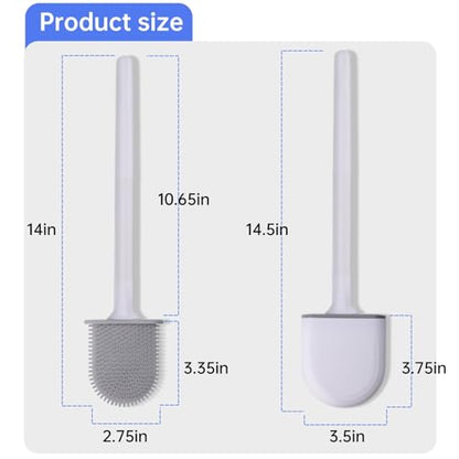 RV Silicone Toilet Brush with Holder, Drill-Free Wall Mounted Toilet Bowl Cleaner, Anti-Drip Anti-Roll Compact Brush for RV Camper & Small Bathroom (Green) - color: Green
