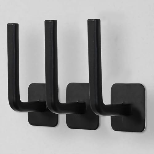 Strong Transparent Adhesive Hooks, 2-Pack No Drill, Removable Self-Adhesive Wall Hooks for Bathroom Damage-Free Hooks for Hanging Towels - color: Black 2-Pack
