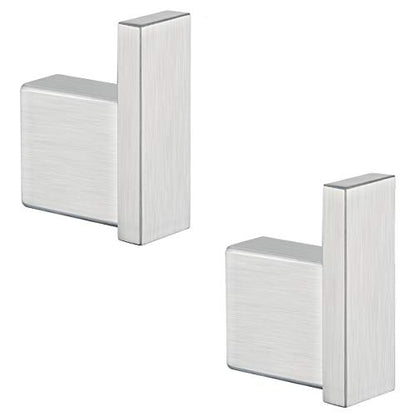 RANDOM Brushed Nickel Towel Hook for Bathroom Square Modern Wall Mounted Robe Hook Coat Hooks Wall Hook Contemporary Bath Towel Hooks SUS304 Stainless Steel (2 Pack).96009-8BS - color: Single Hook-Brushed Steel