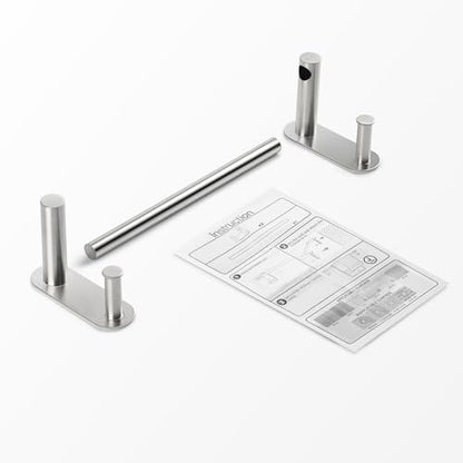 9 Inch Adhesive Towel Bar - Stainless Steel Stick on Towel Rack for Bathroom, No Drilling Towel Holder with 2 Hooks, Brushed Nickel - color: Brushed Nickel, size: 9 inch