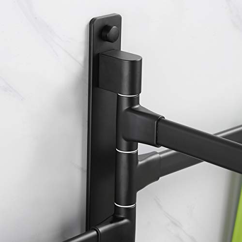 Swivel Hand Towel Bar Bathroom Swing Hanger Towel Rack Holder Matte Black Finish, Wall Mounted, 5-Arm - size: 5-Arm