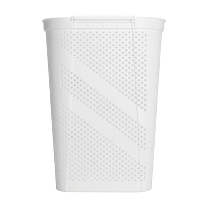 24" Plastic Hinged-Lid Rectangle Laundry Hamper, All Ages, White
