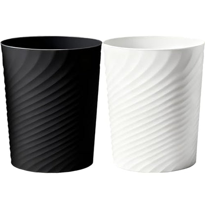 Small Bathroom Trash Can 1.8 Gallon Wastebasket Recycling Bin for Bedroom Office Kitchen, Black White, 2 Pack - color: WH+BK