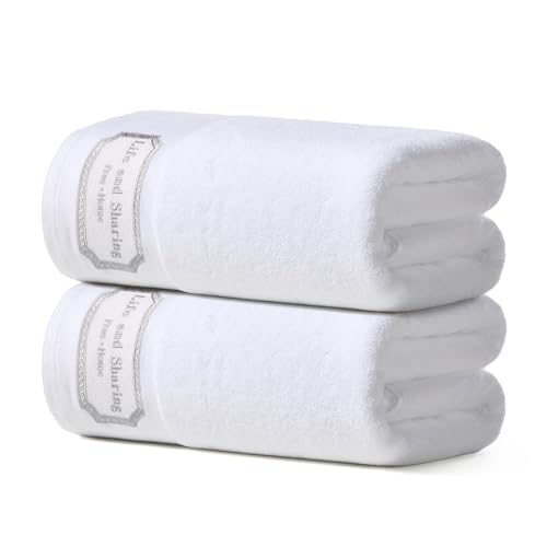 REDKISS Extra Large Bath Towels Set of 2, 35x70 inches Hotel Towels Large Size, 100% Cotton Highly Absorbent Bath Sheets, Super Soft Oversized Bath Towels for Bathroom, Spa - color: White