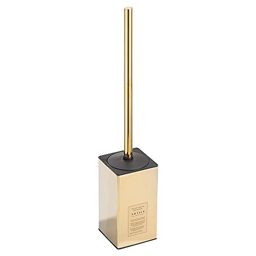 Freestanding Toilet Brush Holder for bathrooms 304 Stainless Steel Toilet Brush Stand Square Storage and Organization Rust Resistant 17-inch high Polished Gold Finished - color: 17-inch High Square Polished Gold