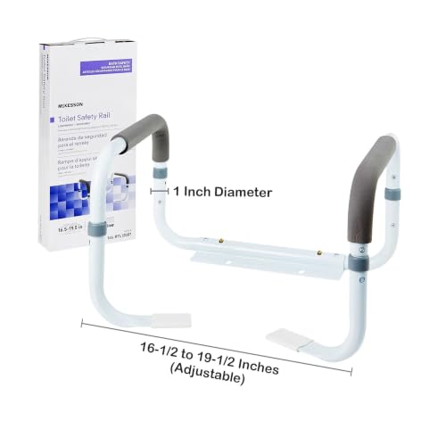 McKesson White Steel Toilet Safety Rail, 1 ct | up to 300 lbs - size: 16-1/2 to 19-1/2 Inch Width (1 ct)