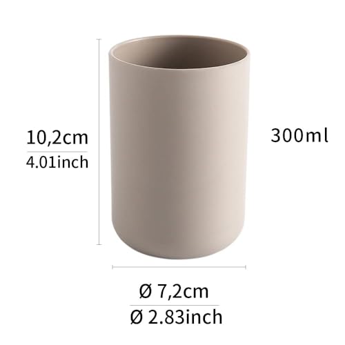 Bathroom Tumblers 2Pcs, Mouthwash Cup, Toothbrush Holders, Drink Mug, Pen Holder, Unbreakable Dishwasher Safe, 10fl.oz(300ml)/Pcs (Brown & Brown) - color: Brown&brown
