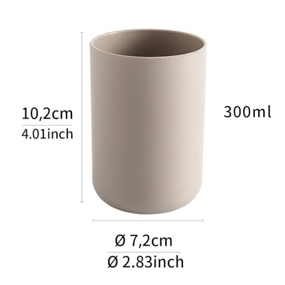 Bathroom Tumblers 2Pcs, Mouthwash Cup, Toothbrush Holders, Drink Mug, Pen Holder, Unbreakable Dishwasher Safe, 10fl.oz(300ml)/Pcs (Brown & Brown) - color: Brown&brown