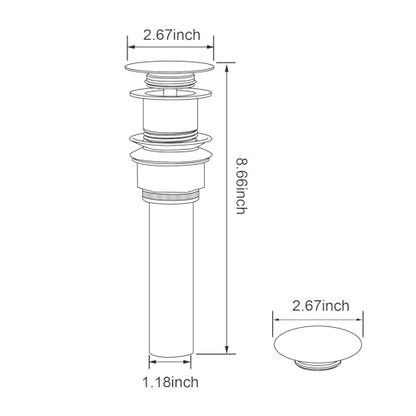 Bathroom Sink Drain with Strainer Basket and Pop-Up Drain Stopper Set (Oil Rubbed Bronze, Without Overflow) - color: Oil Rubbed Bronze, size: Without Overflow