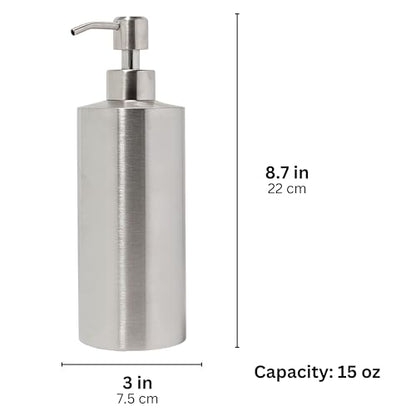 Silver Round Stainless Steel Soap Dispenser, 15 oz - color: Silver