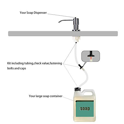 Yofidra Sink Soap Dispenser Extension Tube Kit (Anti-Backflow, 47") | Upgraded check valve, fits most soap containers, stable strong suction, no repeated tiny bottle refilling - color: White, size: 47" (Pack of 1)