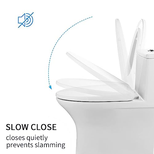 Quiet Close Soft Close Toilet Seat with Quick Release & 360° Adjustable Stainless Steel Hinge - Easy Installation & Cleaning