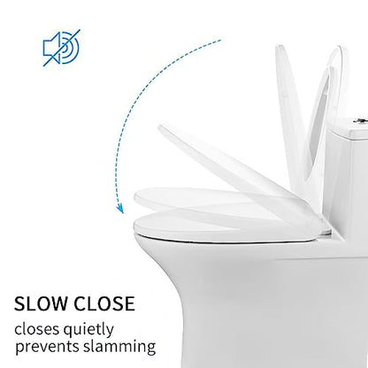 Quiet Close Soft Close Toilet Seat with Quick Release & 360° Adjustable Stainless Steel Hinge - Easy Installation & Cleaning