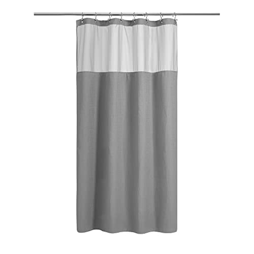 N&Y HOME 48 x 72 Waffle Weave Shower Curtain with Snap-in Liner Set Gray | 12 Metal Hooks Included, Snap on/off Fabric Liner, Hotel Style & Mesh Top Window, Machine Washable, 48x72 Shower Stall Size - color: Grey, size: 48"W x 72"L (Pack of 1)