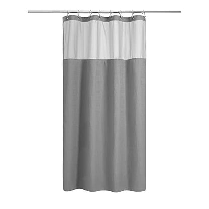 N&Y HOME 48 x 72 Waffle Weave Shower Curtain with Snap-in Liner Set Gray | 12 Metal Hooks Included, Snap on/off Fabric Liner, Hotel Style & Mesh Top Window, Machine Washable, 48x72 Shower Stall Size - color: Grey, size: 48"W x 72"L (Pack of 1)
