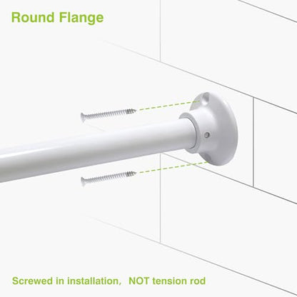 Naiture 304 Stainless Steel 60" Straight Shower Curtain Rod, White | One-Piece Rod, Cut to Fit, Rustproof, Heavy-Duty Zinc Alloy Flange, Permanent Wall Mount, Mounting Hardware Included - color: White, size: 60