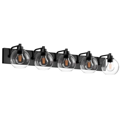 5 Light Bathroom Light Fixtures-Matte Black Bathroom Vanity Lights, Modern Vanity Lights 5-Light Bathroom Lighting Fixtures Over Mirror with Clear Glass Globe Shade - color: ‎Matte Black, size: 5-Light