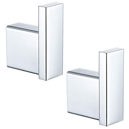 RANDOM Towel Hooks Bathroom Hardware Accessories Coat Hook 304 Stainless Steel Clothes Hook for Bath Kitchen Contemporary Hotel Style Wall Mounted 2 Pack. (Square, Chrome) - color: Single Hook-Polished Chrome