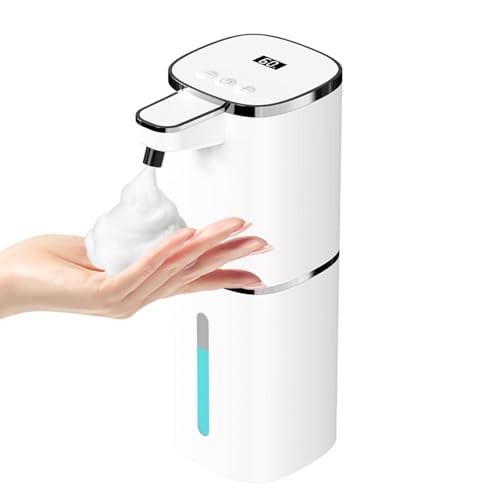 OHIFAST Automatic Foaming Soap Dispenser Touchless, USB Rechargeable Smart Hand Soap Dispenser, 9-Level Adjustable, Physical Button Operation, 13.5oz/400mL Wall Mounted for Bathroom Kitchen Dish Soap - style: LV9-Foam