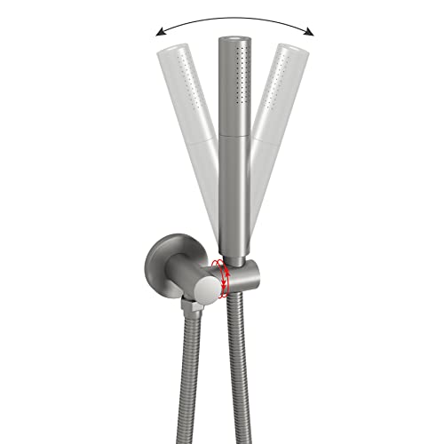 Brushed Nickel Dual Modes Brass Shower Wand High Pressure 7 Inch Brushed Finish Shower Head Sprayer Hand 2 In 1 Function Handheld Shower Head Set with 59 Inch Hose, Bracket - color: Brushed Nickel