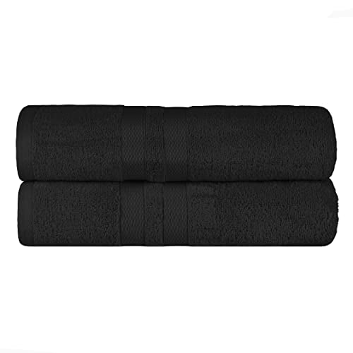 Superior Ultra-Soft 2-Piece Cotton Bath Sheet Set, Perfect for Bathroom Decor, Shower, Spa, Gym, Guest Room, Home Essentials, Daily Use, Soft, Absorbent, Oversized Body Towels - Black - color: Black, size: Bath Sheet (2-Pack)