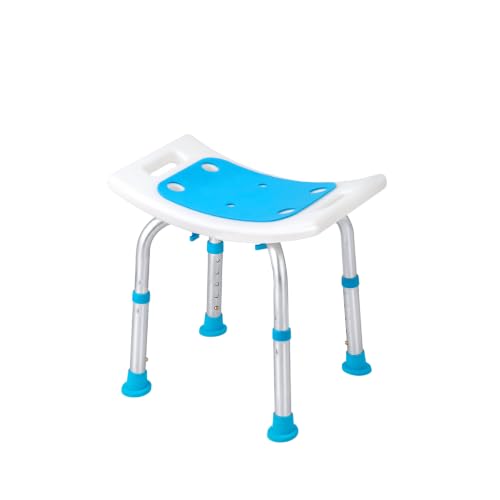 Shower Chair Bath Bench, Height Adjustable Bath Stool with Anti-Slip Suction Cup Feet, Reinforced Aluminum Frame Shower Seat, Heavy Duty Support for Elderly Seniors Disabled, Blue - color: Blue, size: Single Panel