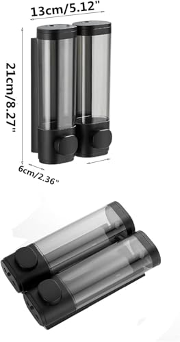 2-Chamber Soap Dispensers Wall Mount,400ml Bathroom Shower Dispenser,Press Manually Lotion Shower Soap Dispenser Use for Home,Bath,Kitchen,Hotels,Apartment,Restaurants(Black) - color: Black, size: 2 Chamber
