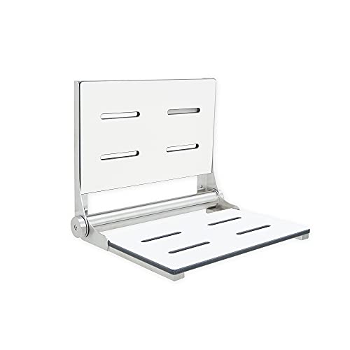 Folding Shower Seat - Wall Mount Bench for Inside Shower / Bathroom Safety Assist / 304 Stainless Steel / Phenolic Resin / Brushed Finish / 18" x 16" - color: Brushed Stainless Steel, size: 18 x 16
