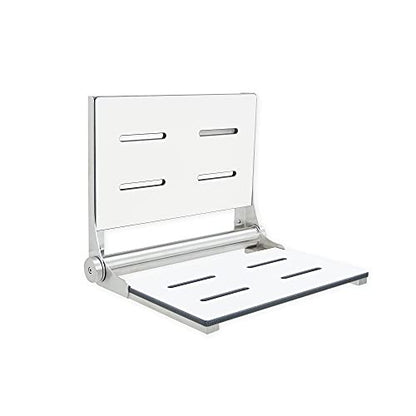 Folding Shower Seat - Wall Mount Bench for Inside Shower / Bathroom Safety Assist / 304 Stainless Steel / Phenolic Resin / Brushed Finish / 18" x 16" - color: Brushed Stainless Steel, size: 18 x 16