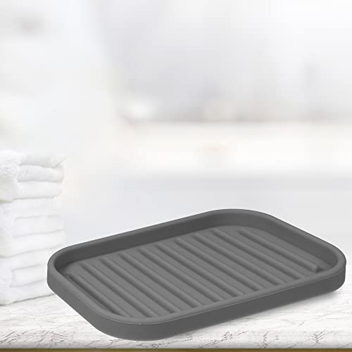 VOCOSTE Silicone Soap Dish, Dark Gray, 13.5x9cm | Soap Cleaning Storage, Keep Soap Dry, For Home Bathroom Kitchen - color: Dark Gray