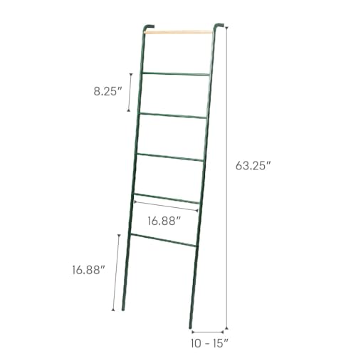YAMAZAKI Home Strategist Leaning Ladder Hanger - Bathroom Storage Rack Holder Stand, 63" - Steel - color: Forest Green