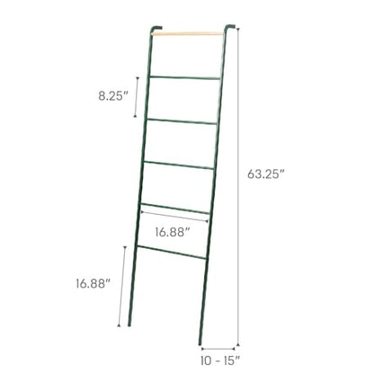 YAMAZAKI Home Strategist Leaning Ladder Hanger - Bathroom Storage Rack Holder Stand, 63" - Steel - color: Forest Green