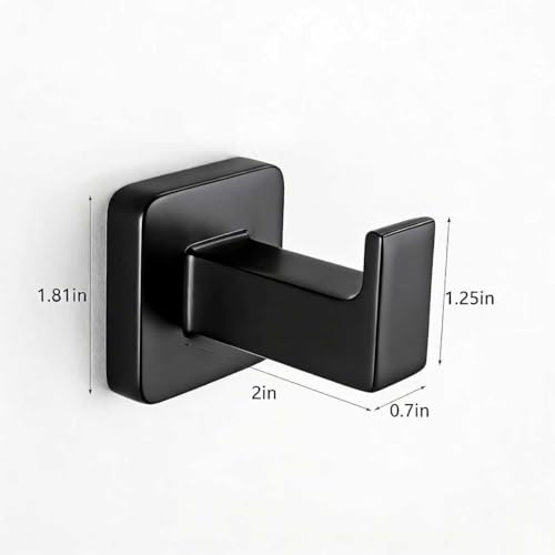 Matte Black Square Wall Hanger, Towel Hanger, Wall Mounted, Bathrobe Hook Kitchen Hooks 2 Bathroom Hooks - color: Matte Black 2