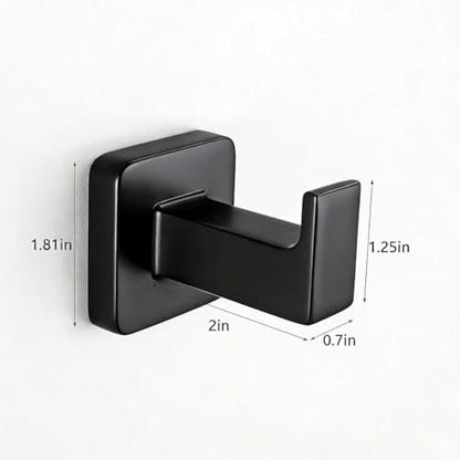 Matte Black Square Wall Hanger, Towel Hanger, Wall Mounted, Bathrobe Hook Kitchen Hooks 2 Bathroom Hooks - color: Matte Black 2