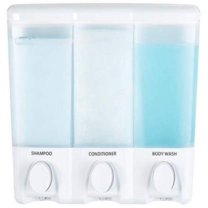 Better Living Products 72350 Clear Choice 3-Chamber Shower Dispenser, White - color: White, size: Three Chamber